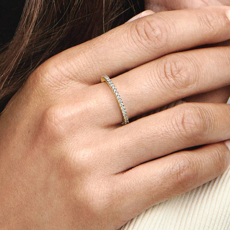 14ct Gold on Silver Sparkling Band Pandora Ring