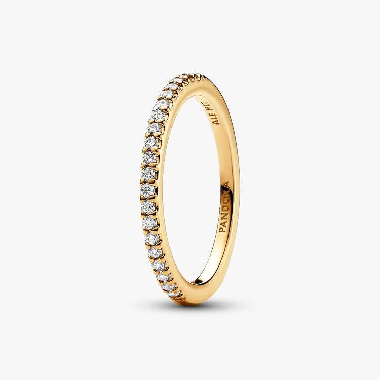 14ct Gold on Silver Sparkling Band Pandora Ring
