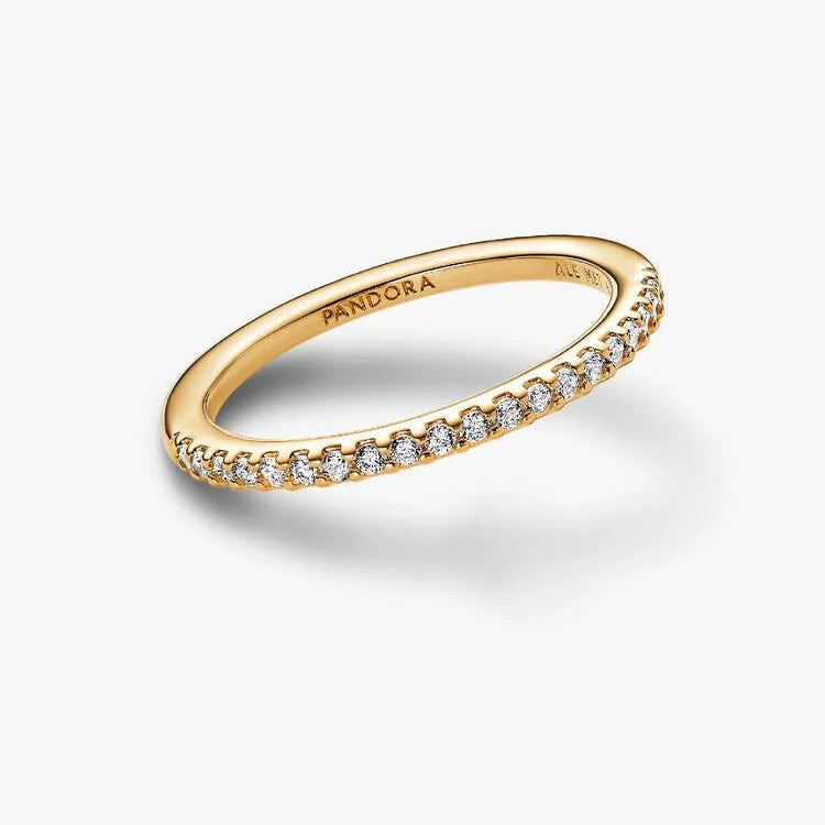 14ct Gold on Silver Sparkling Band Pandora Ring
