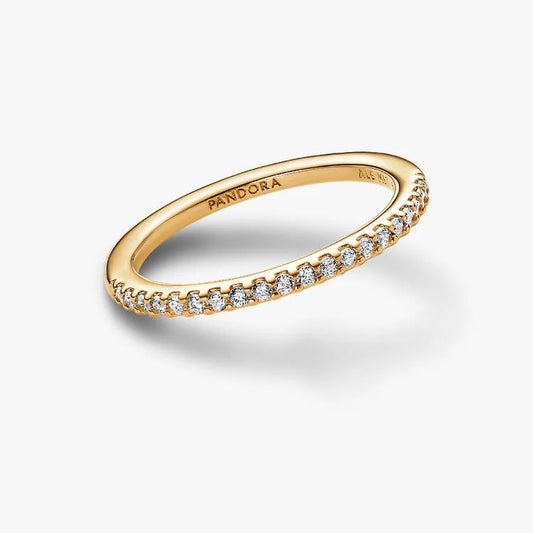 14ct Gold on Silver Sparkling Band Pandora Ring