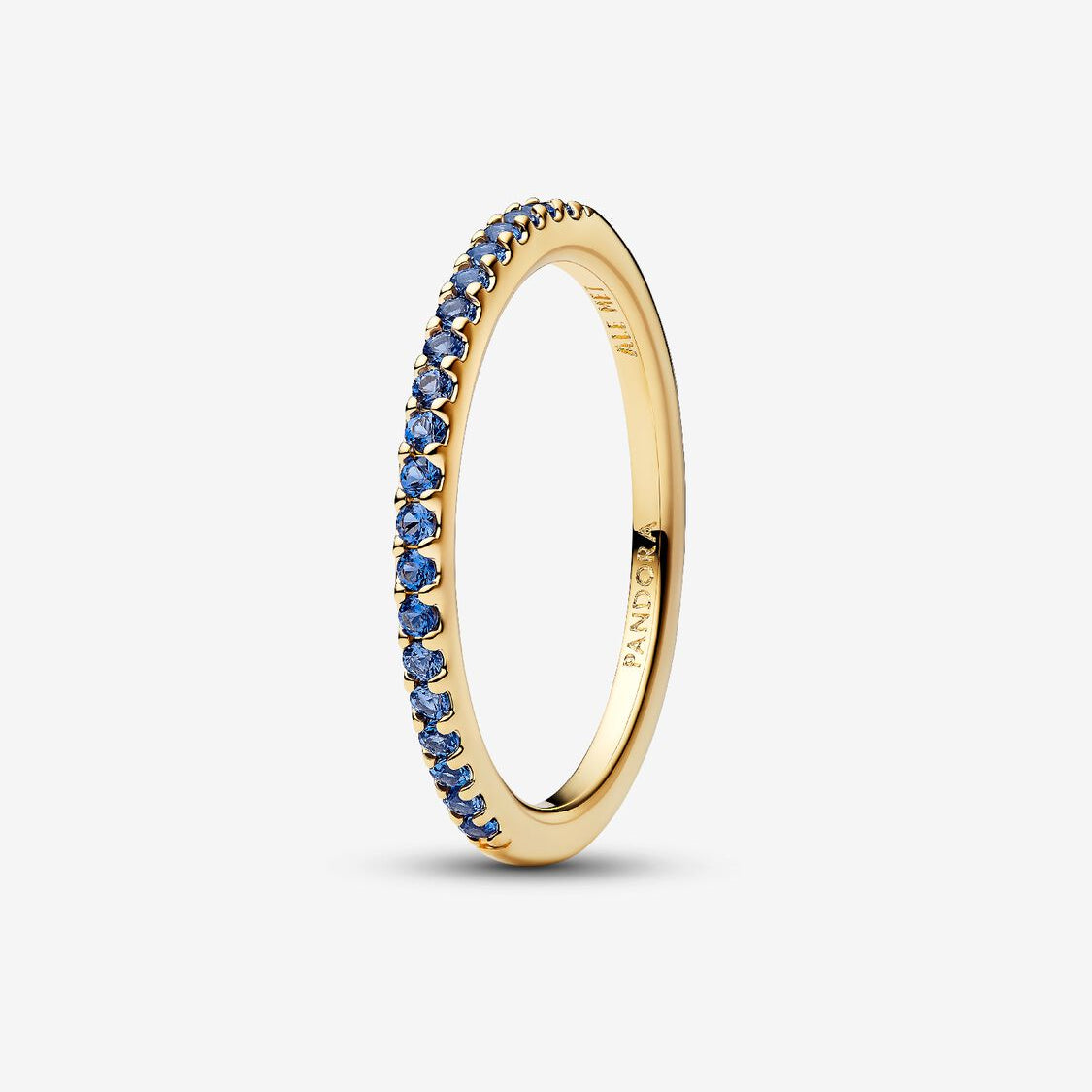 14ct Gold on Silver Sparkling Blue Half-Eternity Band Pandora Ring