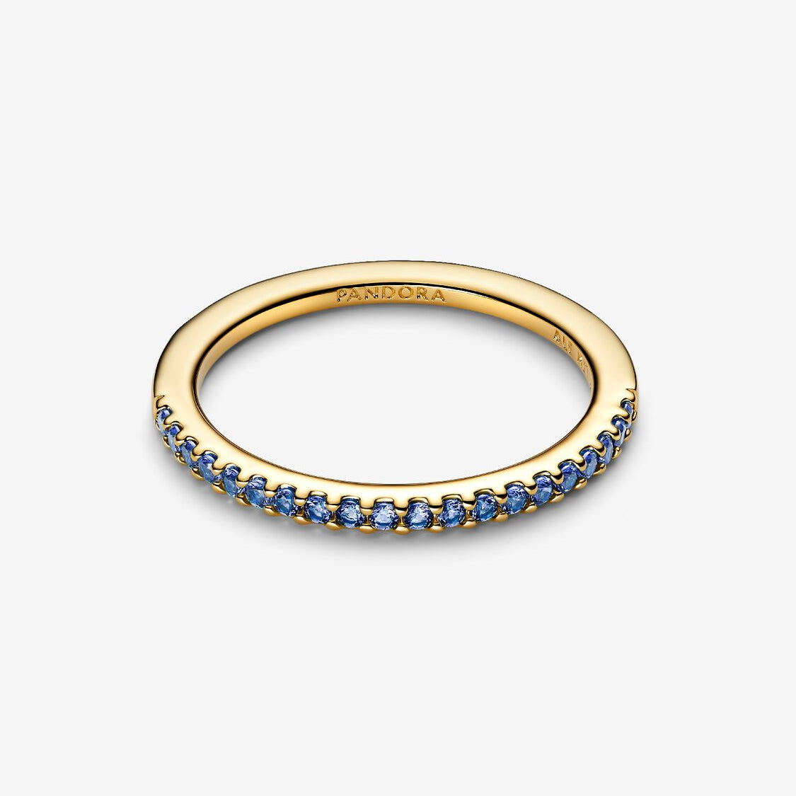 14ct Gold on Silver Sparkling Blue Half-Eternity Band Pandora Ring