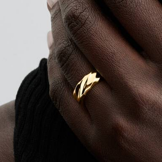 Rippled Wide Band Ring