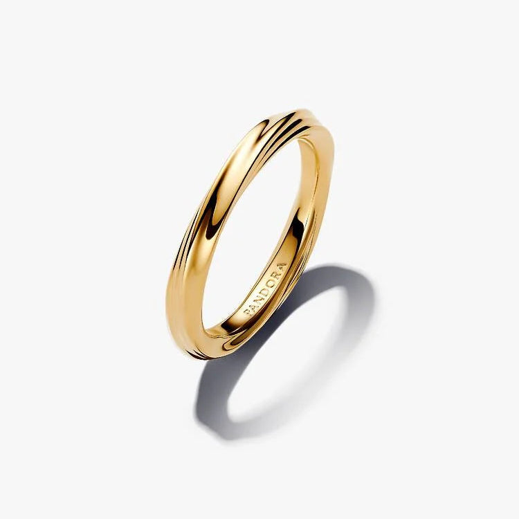 14ct Gold on Silver Twisted Pandora Ring