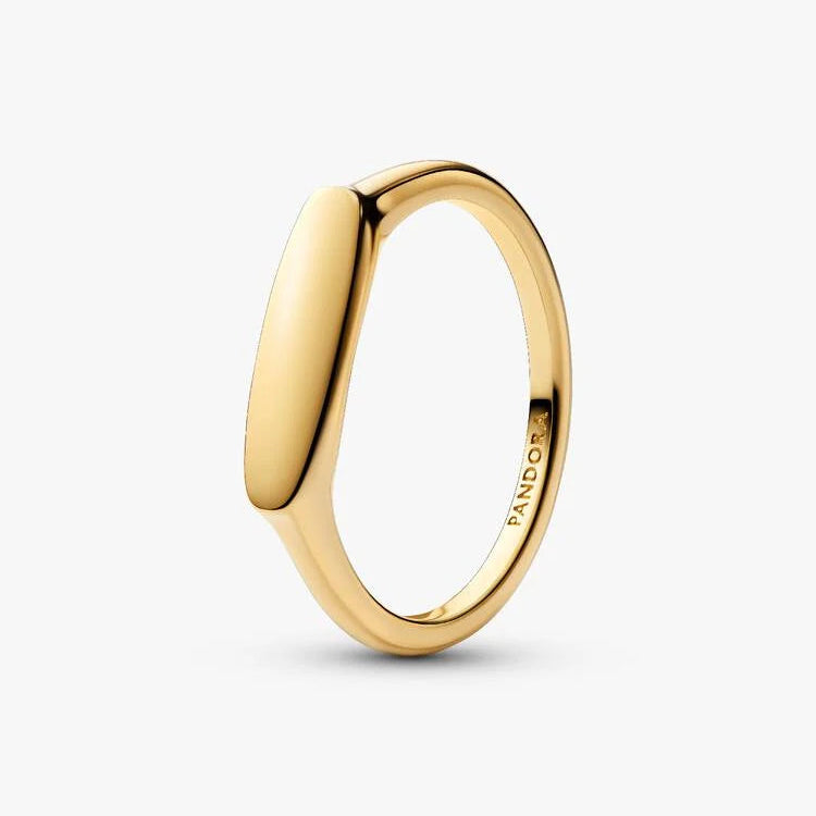14ct Gold on Silver Engravable Bar Pandora Ring