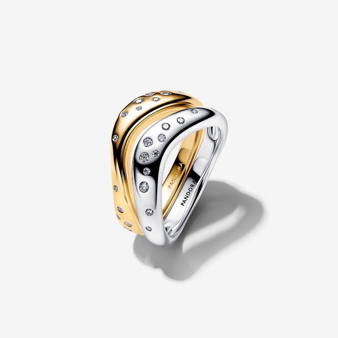 Organically Shaped Two-Tone Pandora Stacking Rings