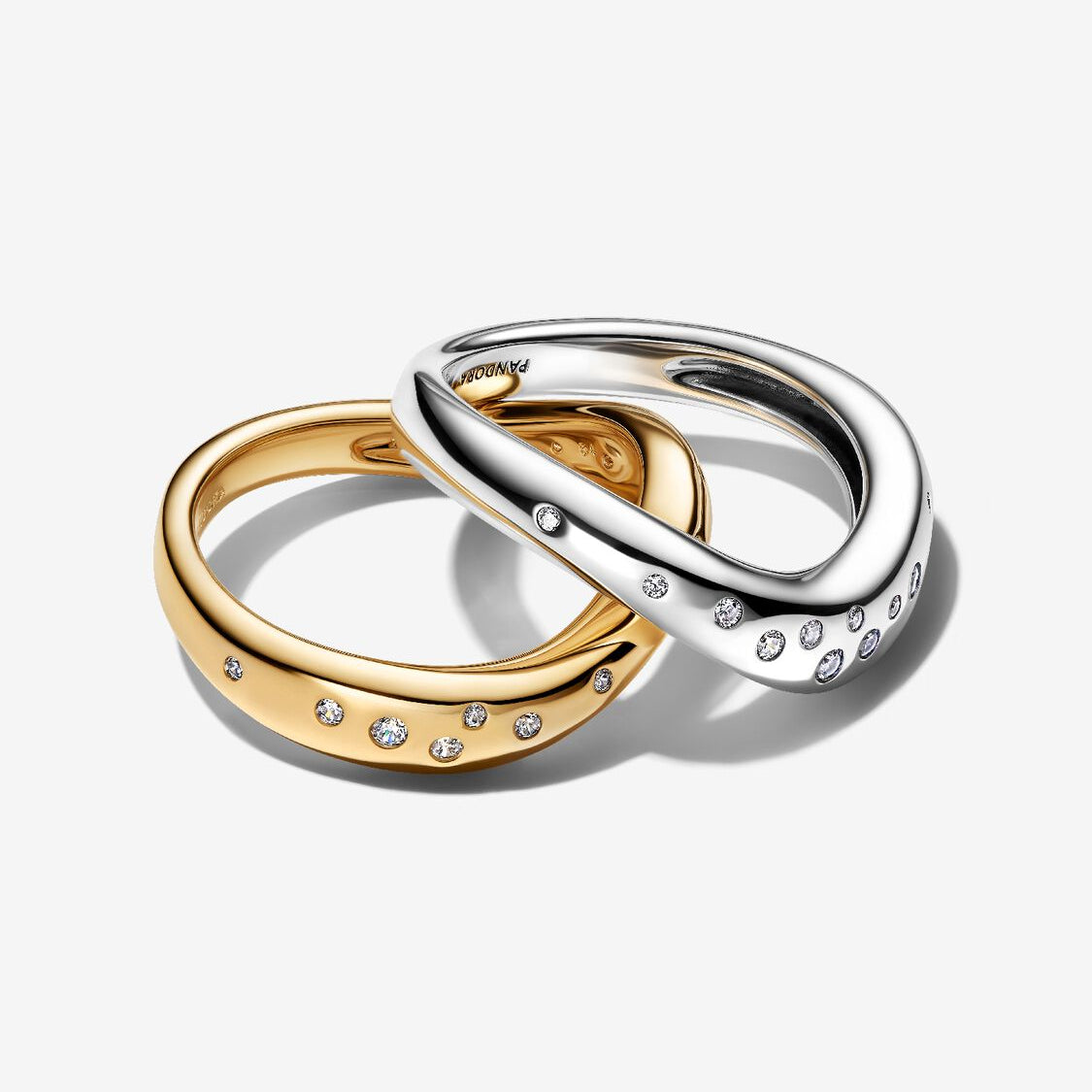 Organically Shaped Two-Tone Pandora Stacking Rings