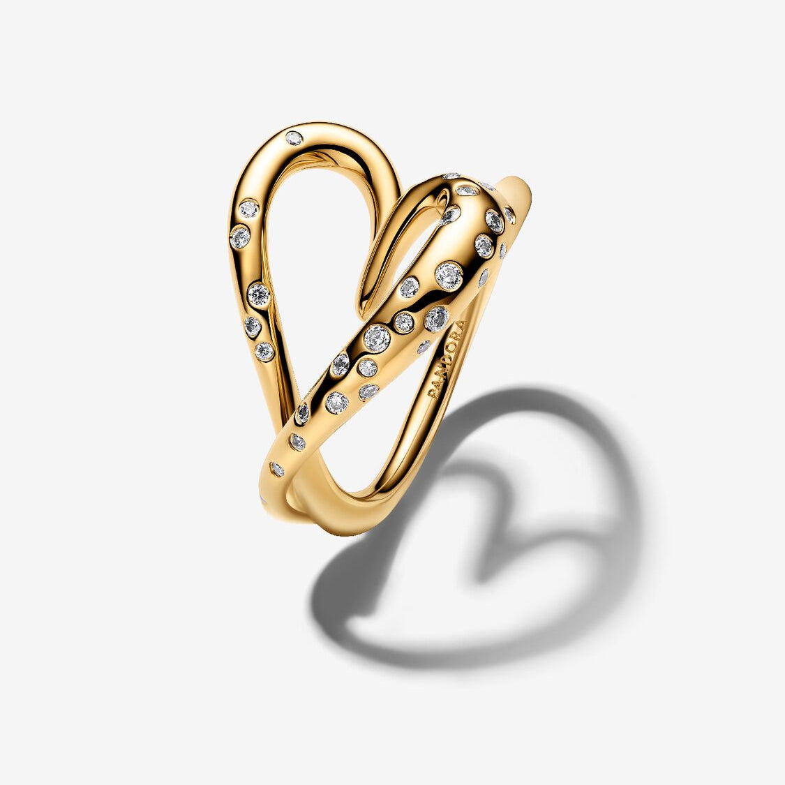 14ct Gold on Silver Organically Heart Shaped Stone-Set Pandora Ring