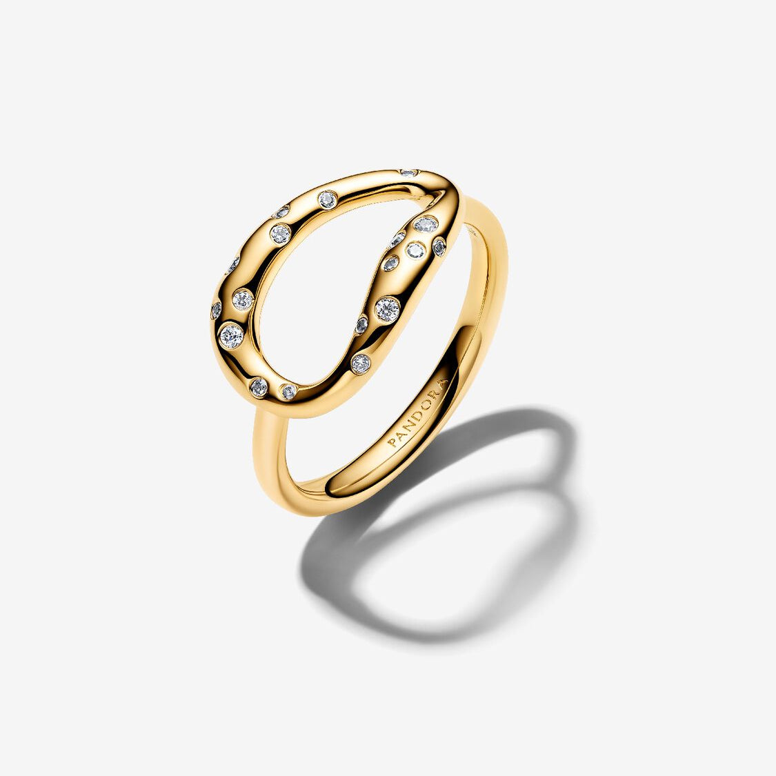 14ct Gold on Silver Organically Shaped Stone-Set Pandora Ring