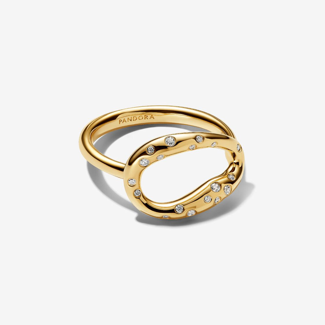 14ct Gold on Silver Organically Shaped Stone-Set Pandora Ring