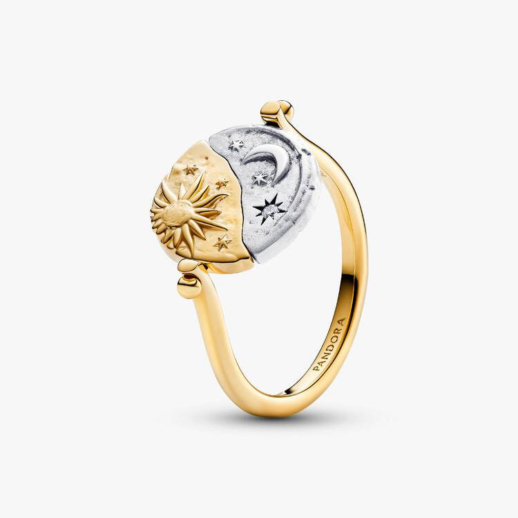 Sun and Moon Reversible Medallion Two-Toned Pandora Ring