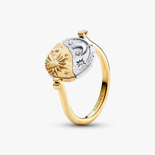 Sun and Moon Reversible Medallion Two-Toned Pandora Ring