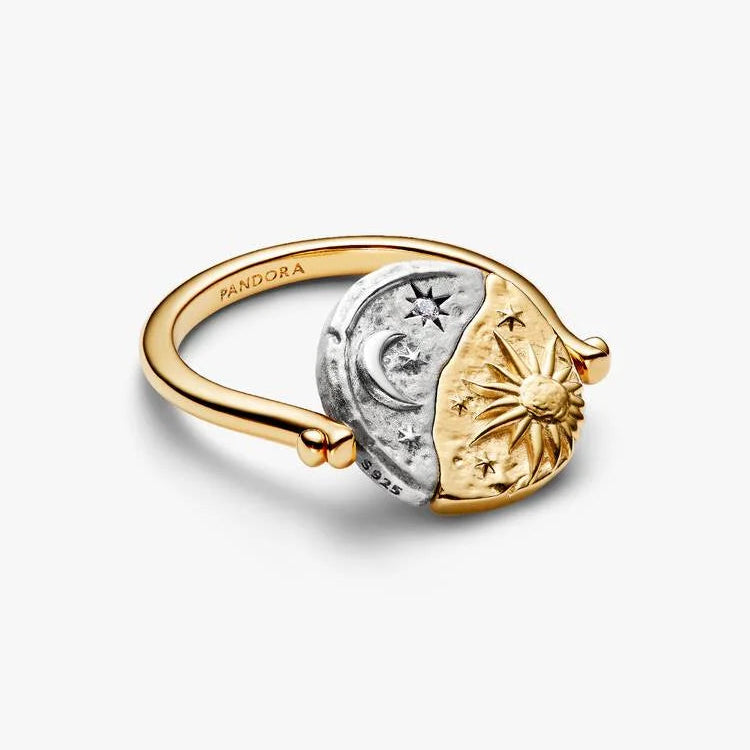 Sun and Moon Reversible Medallion Two-Toned Pandora Ring