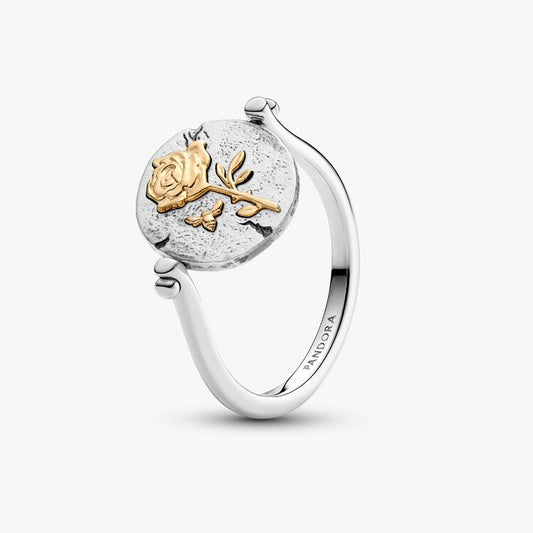 Rose Reversible Medallion Two-Toned Pandora Ring