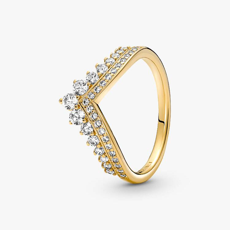 14ct Gold on Silver Wishbone Tiara Pandora Ring