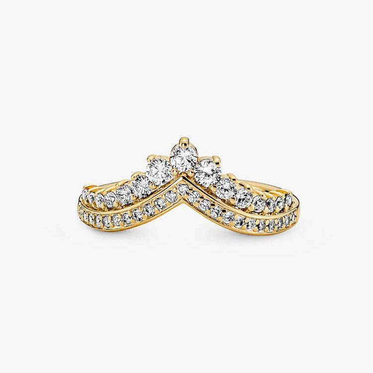 14ct Gold on Silver Wishbone Tiara Pandora Ring