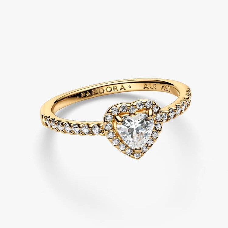 14ct Gold on Silver Elevated Heart Pandora Ring