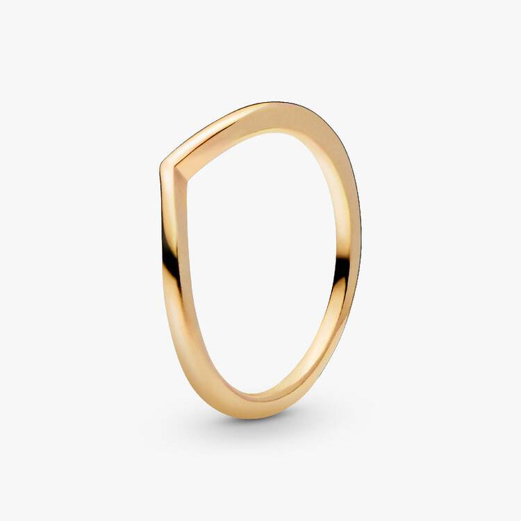 14ct Gold on Silver Polished Wishbone Pandora Ring