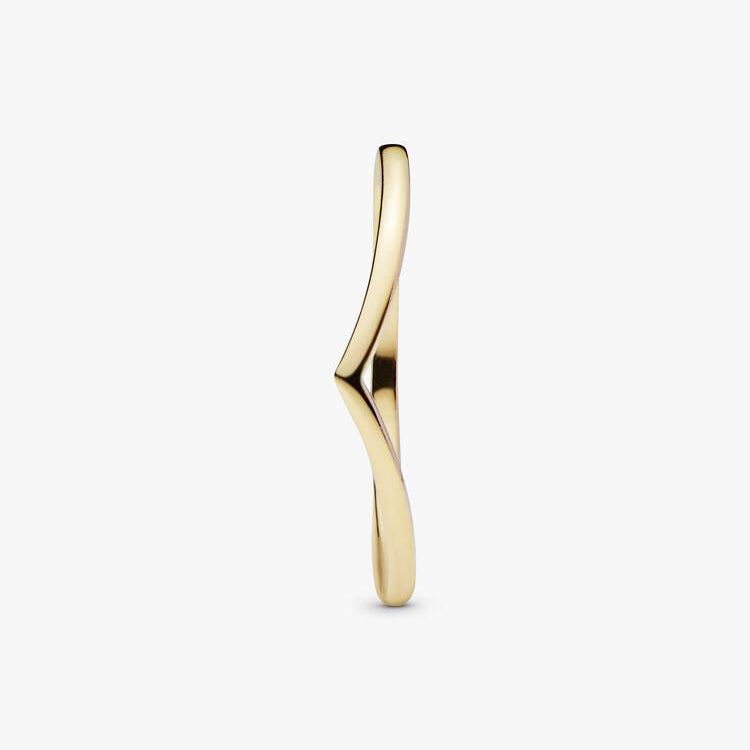 14ct Gold on Silver Polished Wishbone Pandora Ring