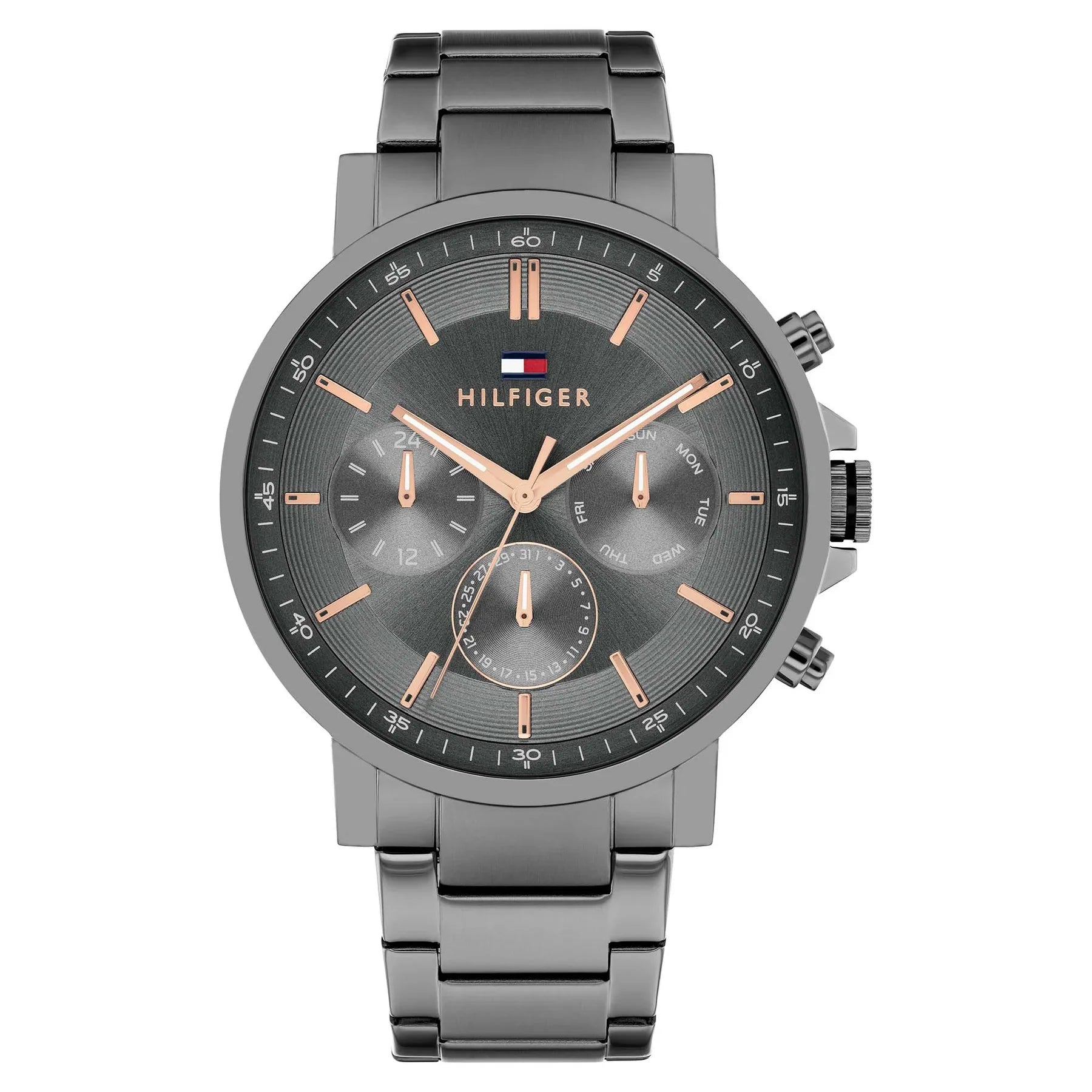 TOMMY HILFIGER CHRONOGRAPH GENTS GUN METAL STAINLESS STEEL WATCH