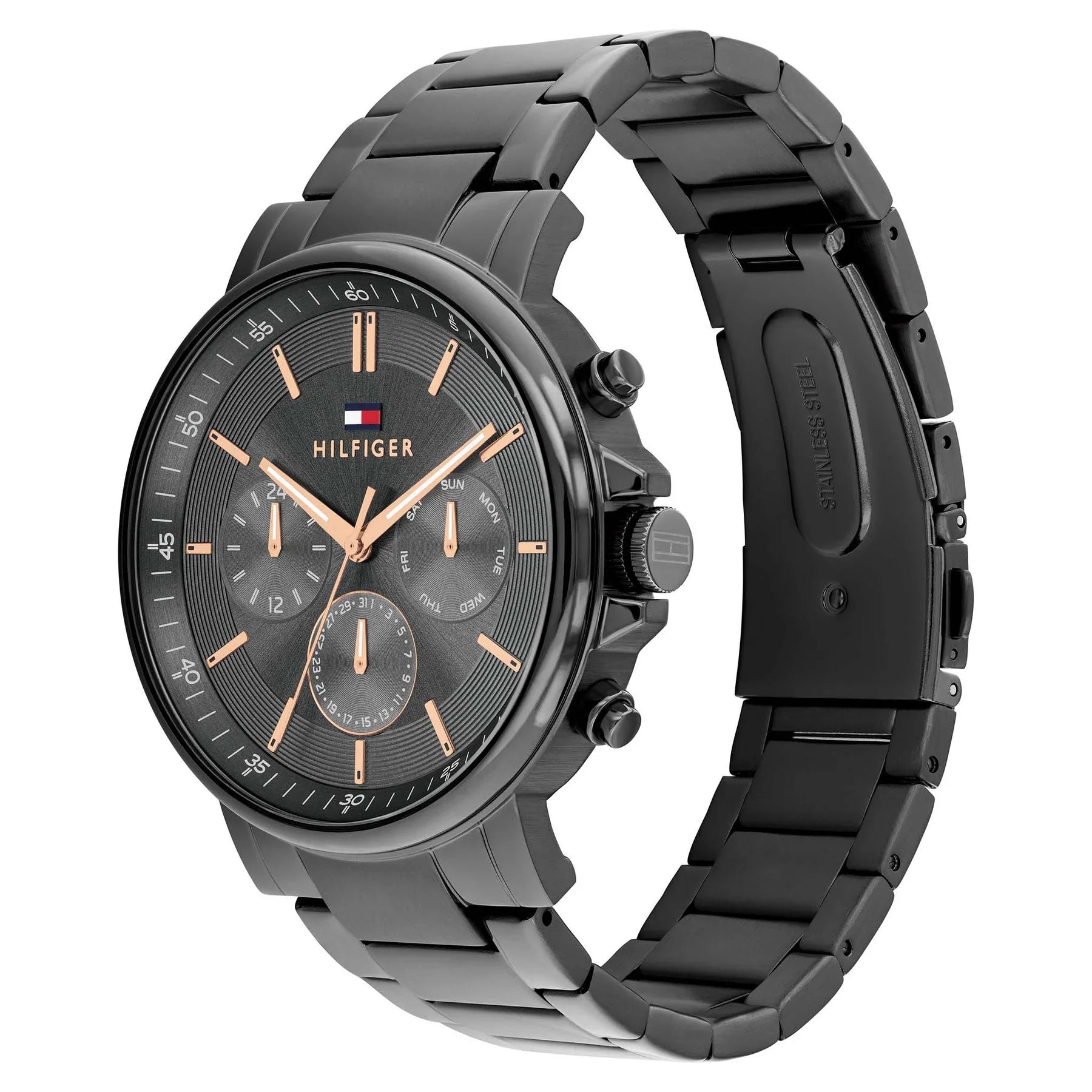 TOMMY HILFIGER CHRONOGRAPH GENTS GUN METAL STAINLESS STEEL WATCH