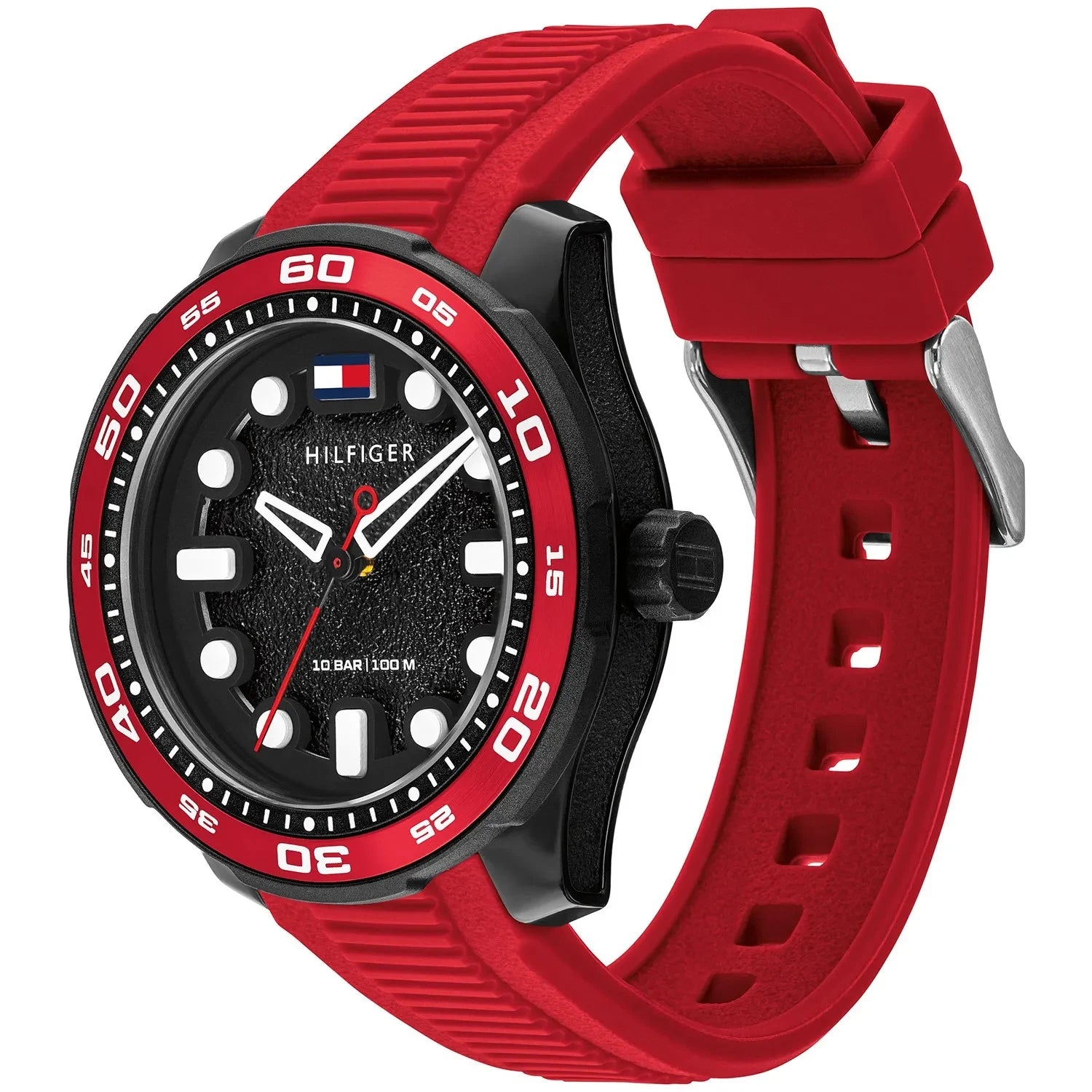Tommy Hilfiger Black Dial Kids Red Silicone Watch