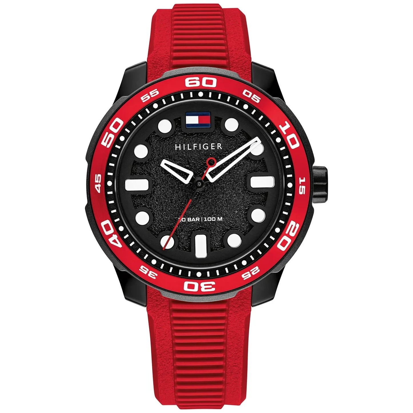 Tommy Hilfiger Black Dial Kids Red Silicone Watch