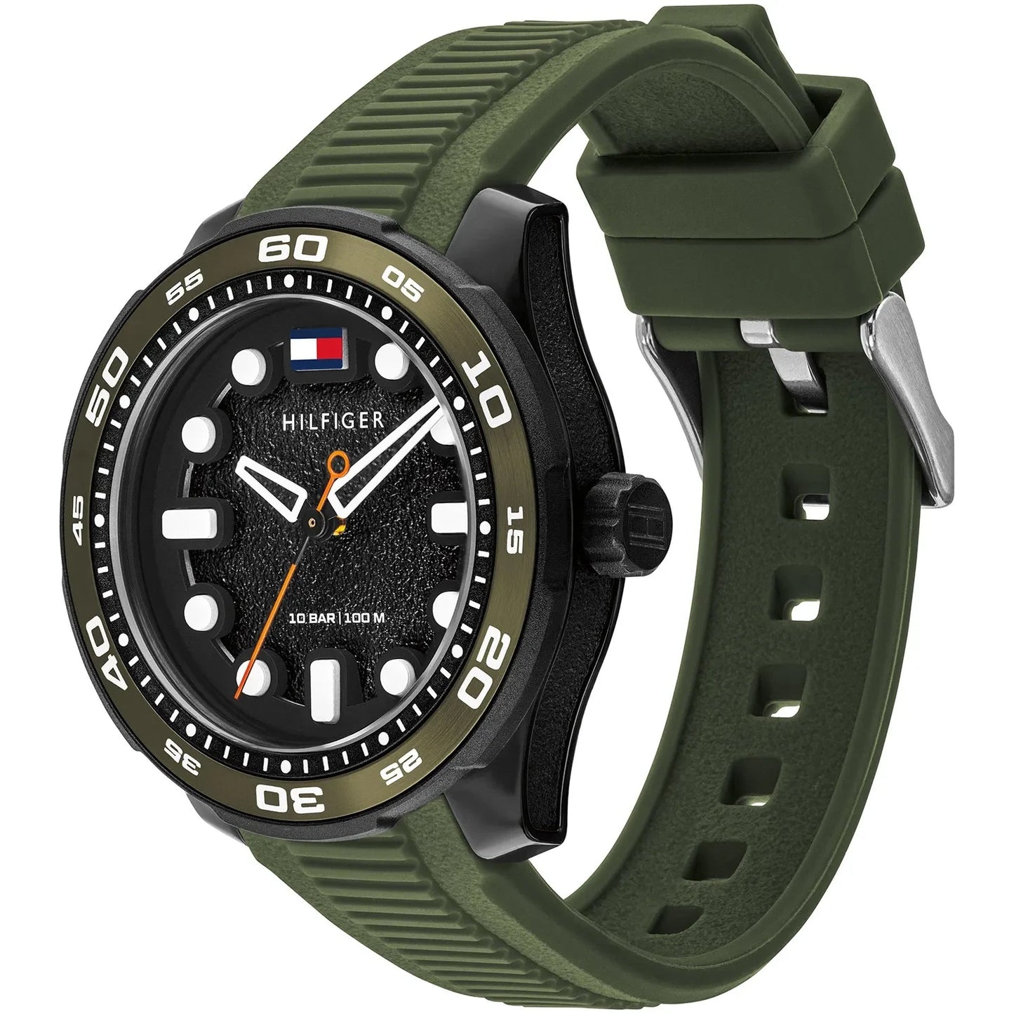Tommy Hilfiger Black Dial Kids Green Silicone Watch