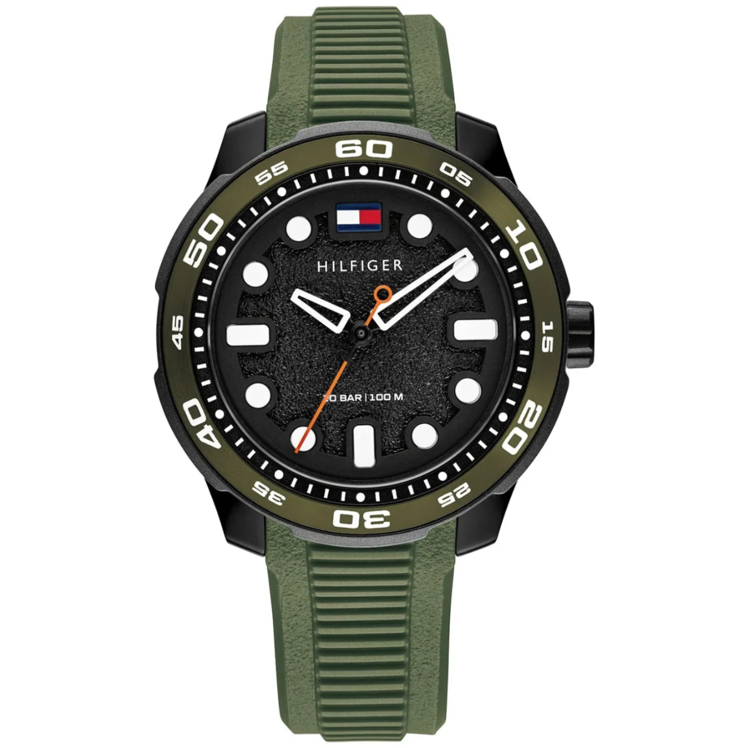 Tommy Hilfiger Black Dial Kids Green Silicone Watch