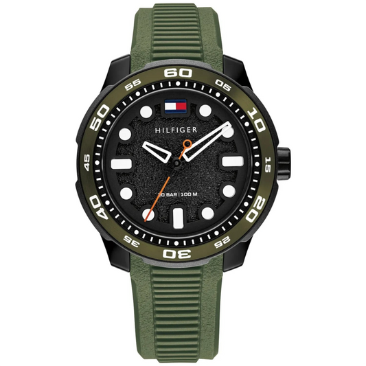 Tommy Hilfiger Black Dial Kids Green Silicone Watch