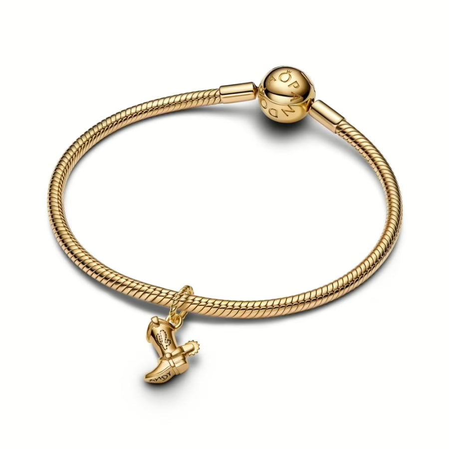 14ct Gold on Silver Disney Pixar Toy Story Cowboy Boot Pandora Charm