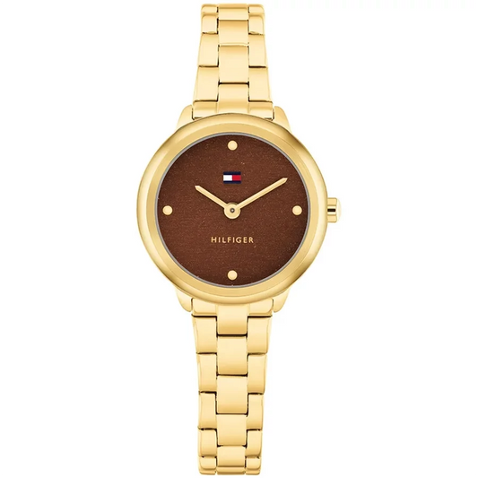 TOMMY HILFIGER COPPER DIAL LADIES GOLD STAINLESS STEEL WATCH