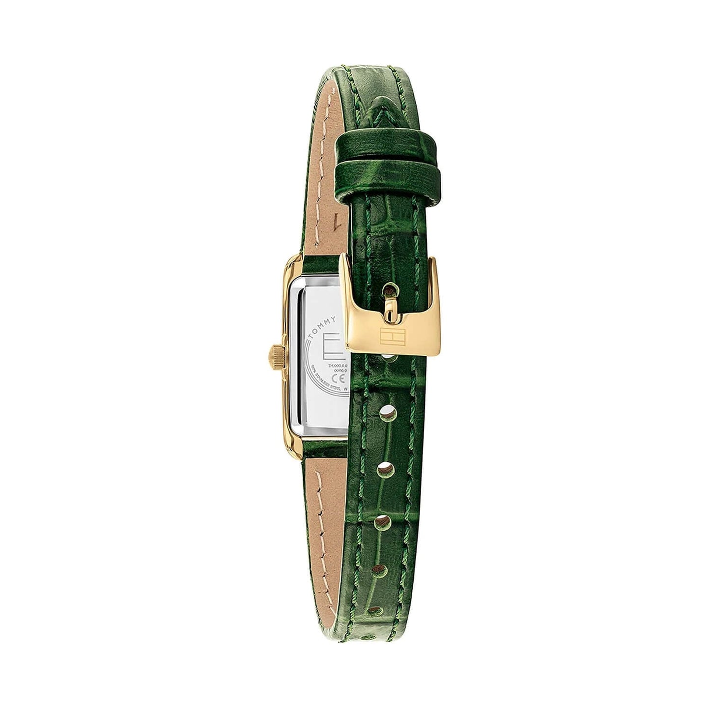 TOMMY HILFIGER GREEN RECTANGULAR DIAL LADIES GREEN LEATHER WATCH