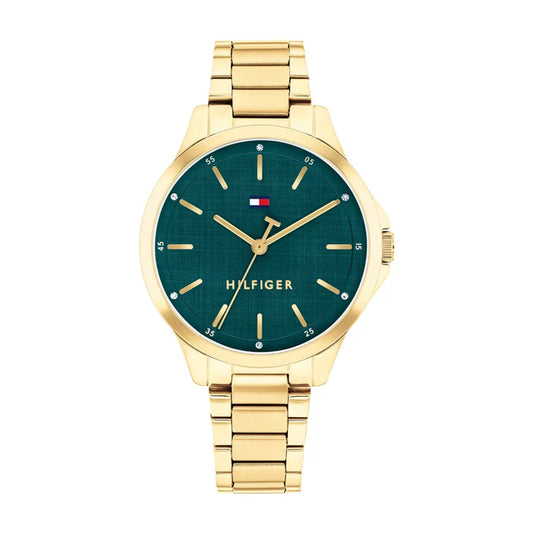 TOMMY HILFIGER IVY GREEN DIAL LADIES GOLD STAINLESS STEEL WATCH