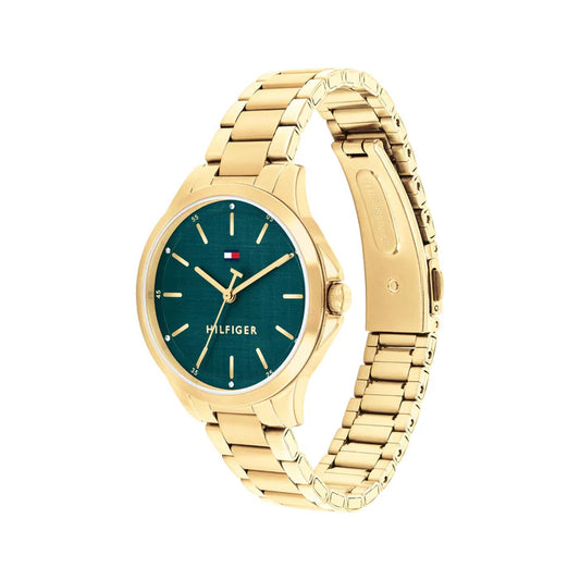 TOMMY HILFIGER IVY GREEN DIAL LADIES GOLD STAINLESS STEEL WATCH