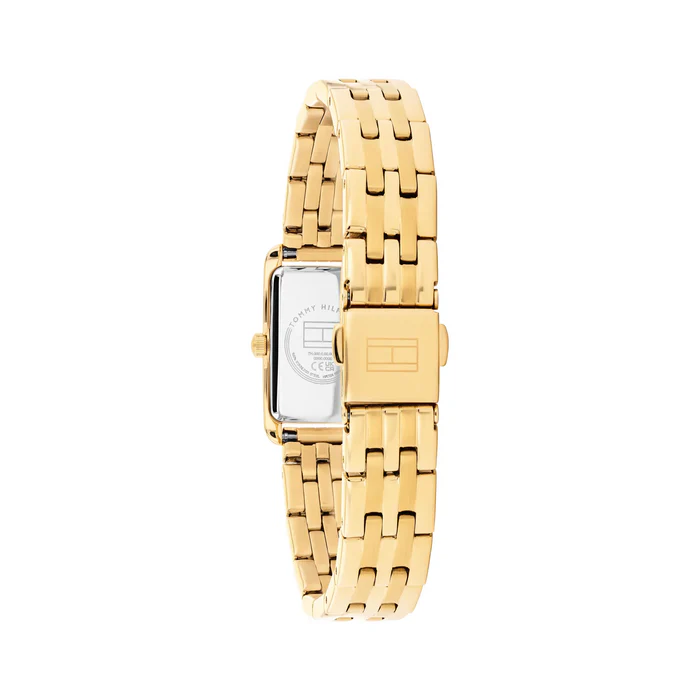 TOMMY HILFIGER GOLD RECTANGULAR LADIES STAINLESS STEEL WATCH