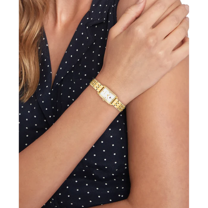 TOMMY HILFIGER GOLD RECTANGULAR LADIES STAINLESS STEEL WATCH