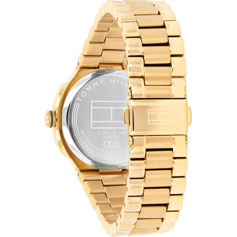 TOMMY HILFIGER GREEN DIAL LADIES GOLD STAINLESS STEEL WATCH