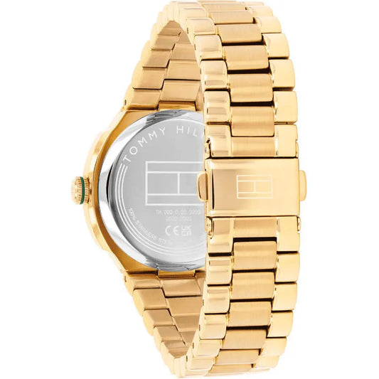 TOMMY HILFIGER GREEN DIAL LADIES GOLD STAINLESS STEEL WATCH