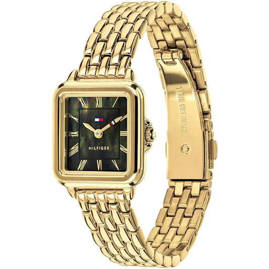 Tommy Hilfiger Green Mother of Pearl Dial Ladies Gold Stainless Steel Watch
