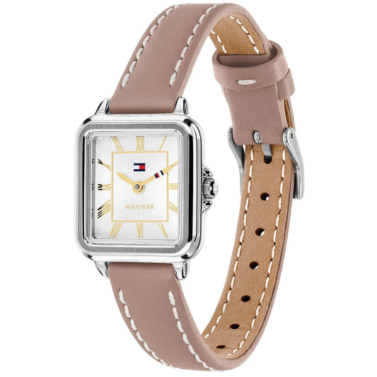 Tommy Hilfiger Square Dial Ladies Light Brown Leather Watch