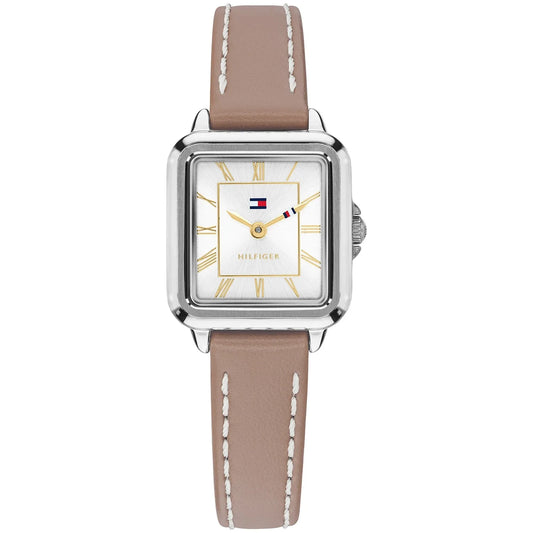 Tommy Hilfiger Square Dial Ladies Light Brown Leather Watch