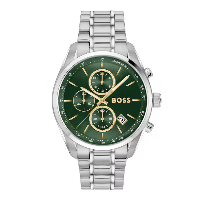 BOSS CHRONOGRAPH GREEN DIAL GENTS STAINLESS STEEL WATCH