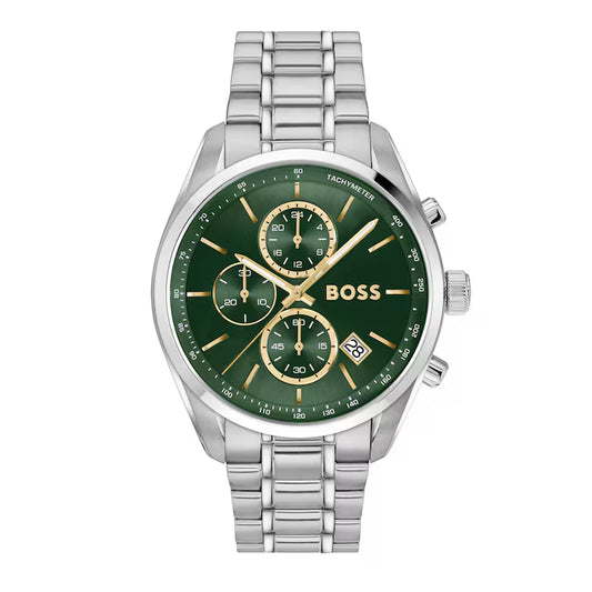 BOSS CHRONOGRAPH GREEN DIAL GENTS STAINLESS STEEL WATCH