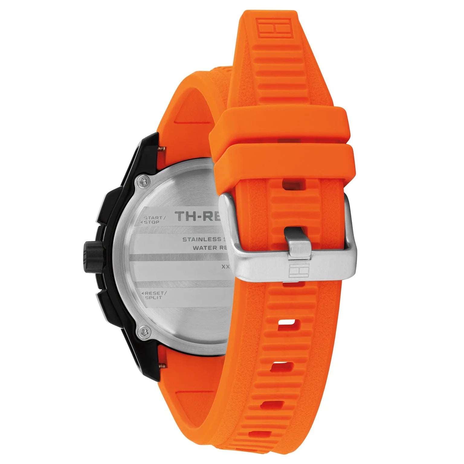 TOMMY HILFIGER BLACK CHRONO GENTS ORANGE SILICONE WATCH