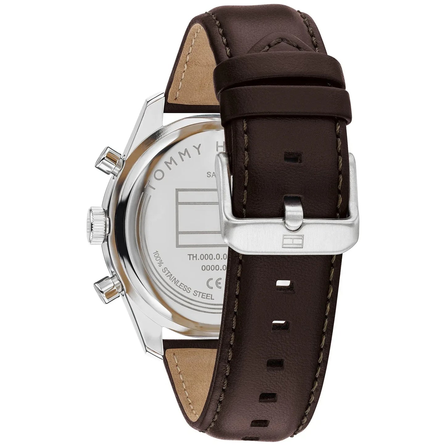 Tommy Hilfiger Blue Chronograph Dial Gents Brown Leather Watch