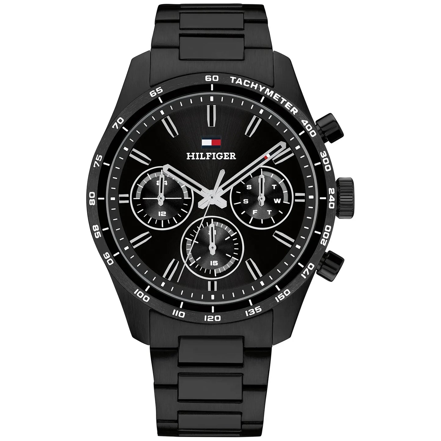Tommy Hilfiger Hampton Black Chronograph Dial Gents Black Stainless Steel Watch