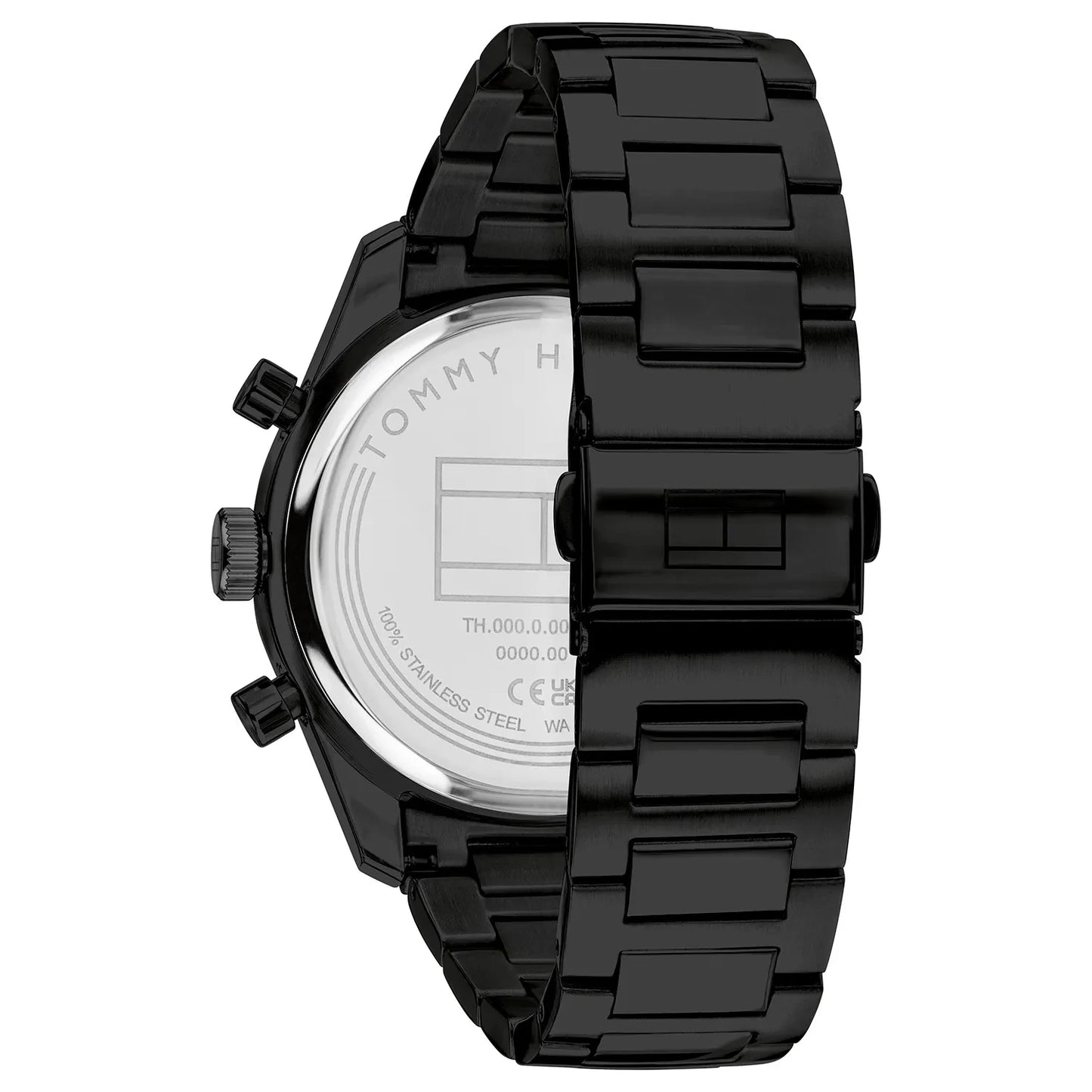 Tommy Hilfiger Hampton Black Chronograph Dial Gents Black Stainless Steel Watch