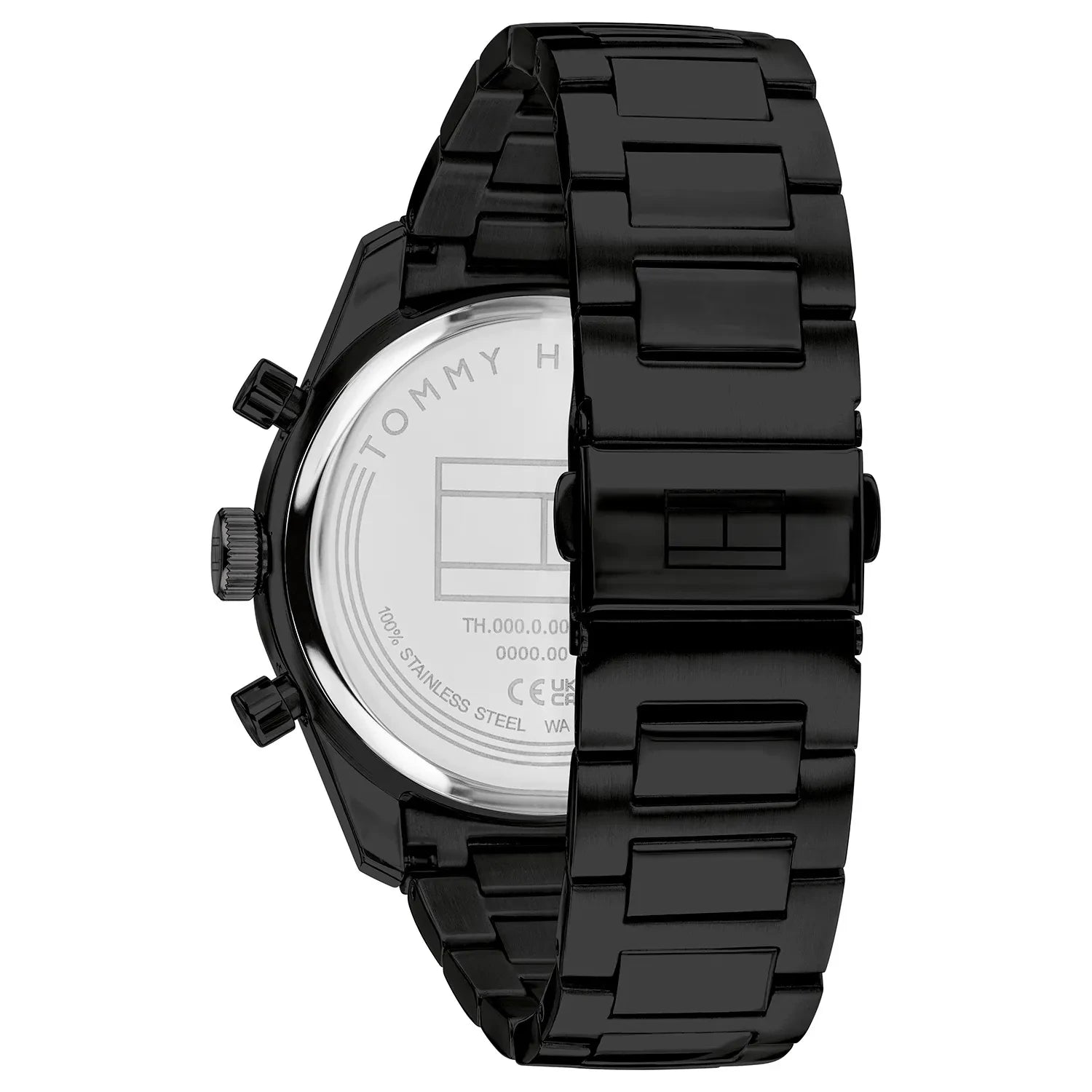 Tommy Hilfiger Hampton Black Chronograph Dial Gents Black Stainless Steel Watch