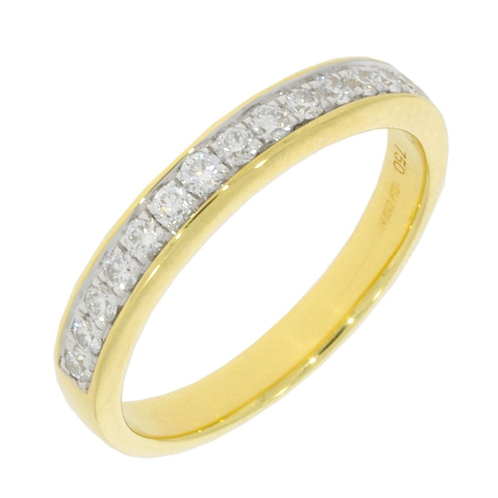 18CT GOLD CLAW SET DIAMOND BAND WITH 0.35CT DIAMOND